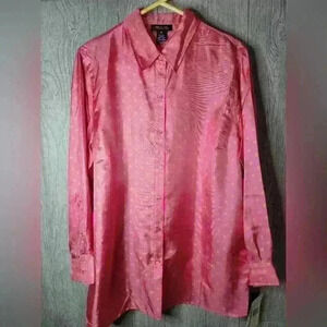 NWT Jones New York Signature button down 100% Silk Blouse size 1X.